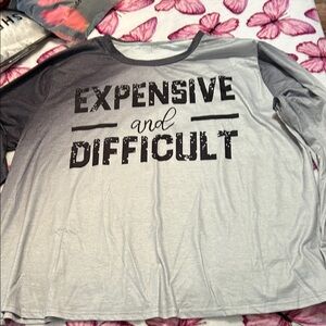 Gray and Black Graphic Long Sleeve Shirt